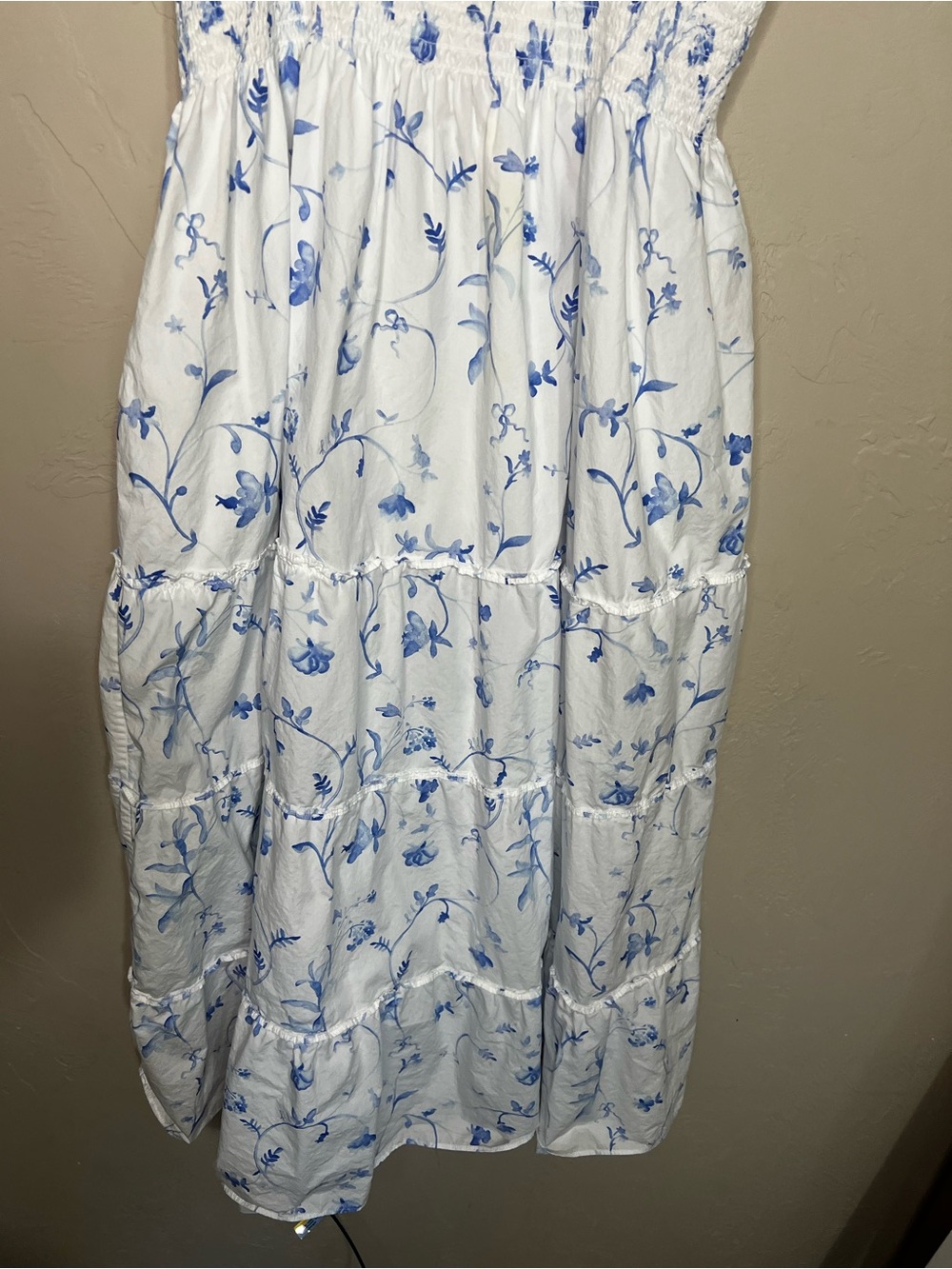Hill House White Midi Dress with Blue Floral Print - Picture 5 of 11